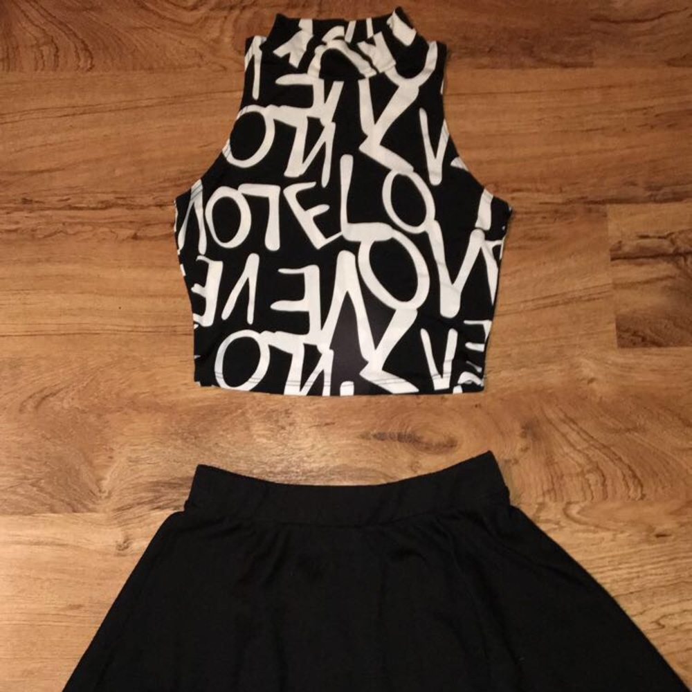 Crop top and mini skirt